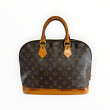 Sac à main Secondstore Louis Vuitton Alma en toile Monogram marron avec anses et finitions en cuir de vachette naturel