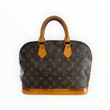 Sac à main Secondstore Louis Vuitton Alma en toile Monogram marron avec anses et finitions en cuir naturel patiné