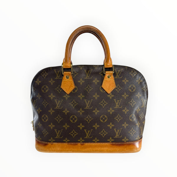 Sac à main Secondstore Louis Vuitton Alma en toile Monogram marron avec anses et finitions en cuir naturel patiné