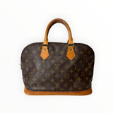 Sac à main Secondstore Louis Vuitton Alma en toile Monogram marron avec anses et finitions en cuir de vachette naturel