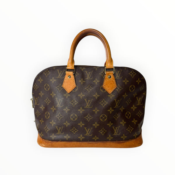 Sac à main Secondstore Louis Vuitton Alma en toile Monogram marron avec anses et finitions en cuir de vachette naturel