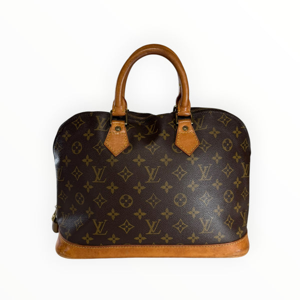Sac à main Secondstore Louis Vuitton Alma en toile Monogram marron avec anses et finitions en cuir naturel