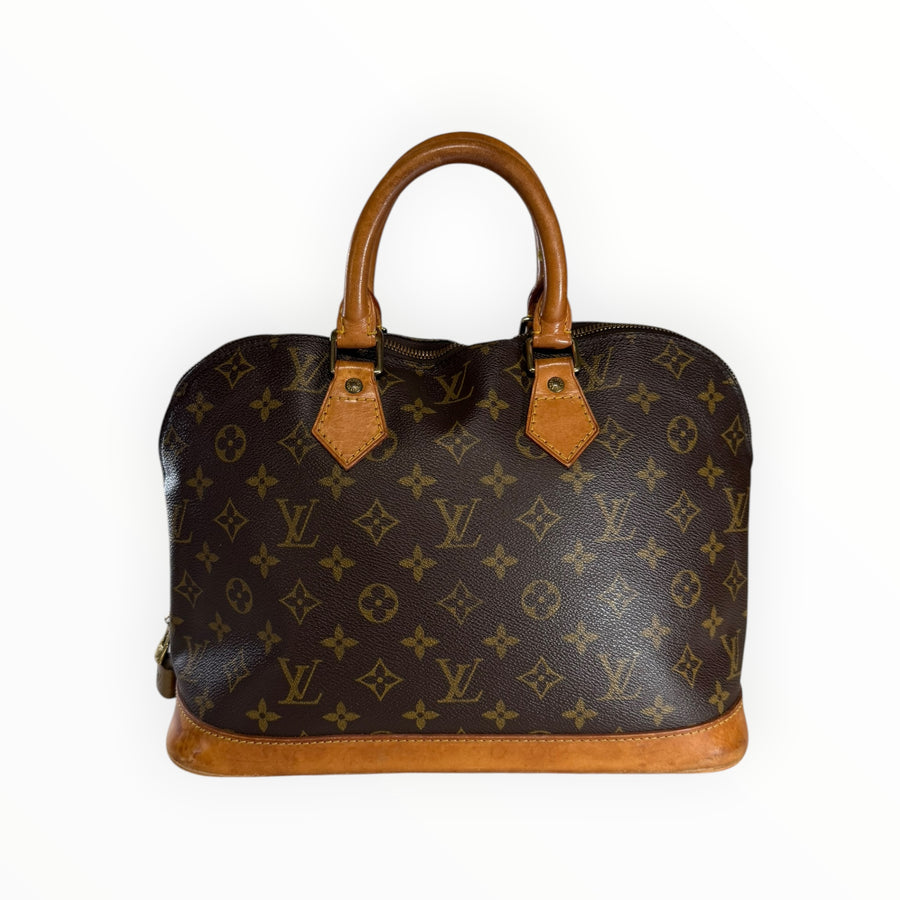 Sac à main Secondstore Louis Vuitton Alma en toile Monogram marron avec anses et finitions en cuir naturel