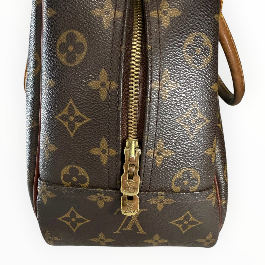 Sac à main Secondstore Louis Vuitton en toile Monogram marron avec fermeture éclair dorée et détails en cuir