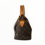 Sac à main Secondstore Louis Vuitton Speedy en toile Monogram marron avec anses en cuir patiné et détails dorés