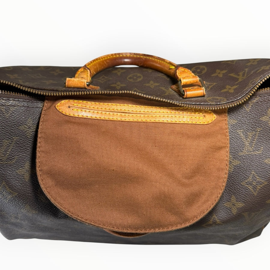 Sac à main Secondstore Louis Vuitton Speedy en toile Monogram marron avec poignées en cuir patiné et détails dorés