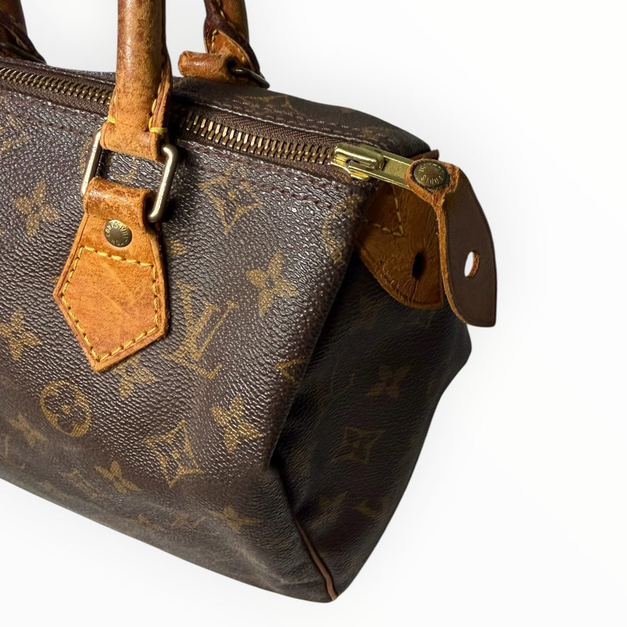 Sac à main Secondstore Louis Vuitton Speedy en toile Monogram marron avec finitions en cuir patiné et détails dorés