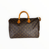 Sac à main Secondstore Louis Vuitton Speedy en toile Monogram marron avec anses en cuir de vachette naturel