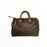 Sac à main Secondstore Louis Vuitton Speedy en toile Monogram marron avec anses en cuir de vachette naturel