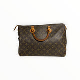 Sac à main Secondstore Louis Vuitton Speedy en toile Monogram marron avec anses en cuir de vachette naturel