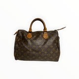 Sac à main Secondstore Louis Vuitton Speedy en toile Monogram marron avec anses et finitions en cuir naturel