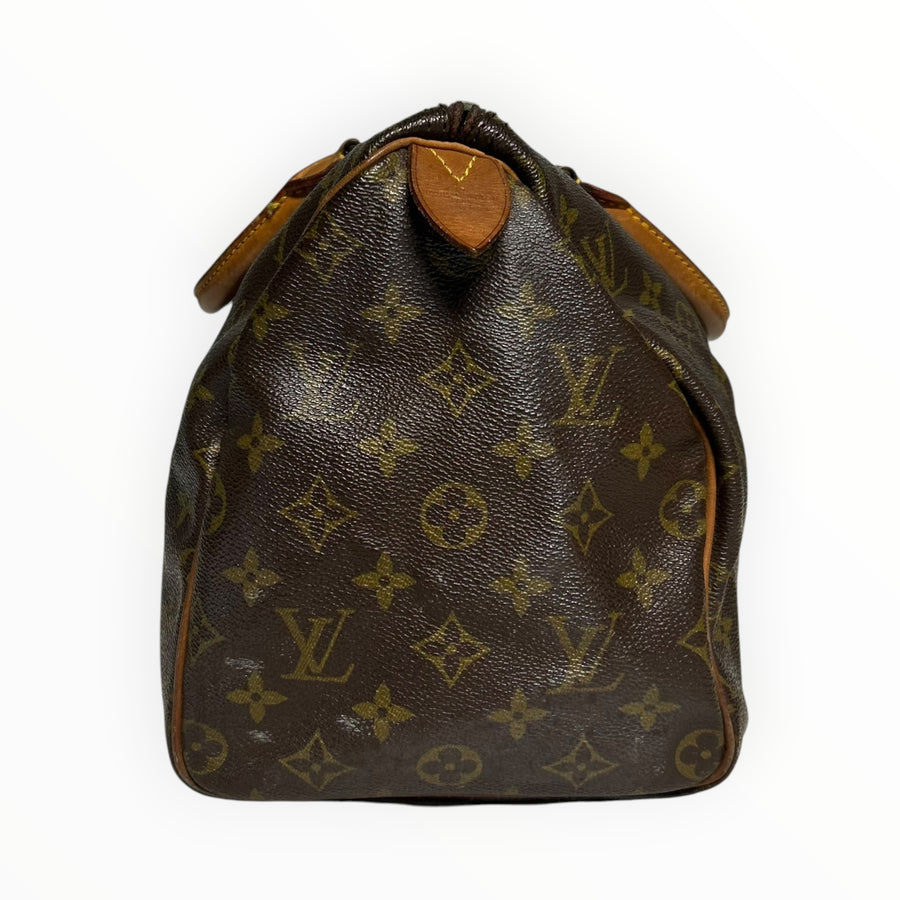 Sac à main Secondstore Louis Vuitton Speedy en toile enduite Monogram marron avec finitions en cuir de vachette