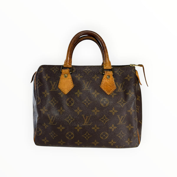 Sac à main Secondstore Louis Vuitton Speedy en toile Monogram marron avec anses en cuir de vachette patiné