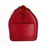 Sac à main Secondstore Louis Vuitton Speedy en cuir Épi rouge avec texture striée emblématique et poche latérale
