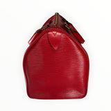 Sac à main Secondstore Louis Vuitton Speedy en cuir Épi rouge avec texture striée et finitions en métal doré