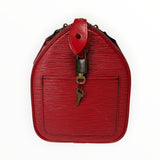 Sac à main Secondstore Louis Vuitton Speedy en cuir Épi rouge avec cadenas et clé, vue latérale