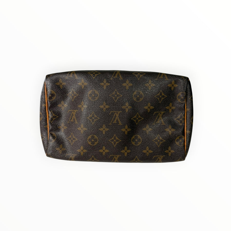 Sac à main Secondstore Louis Vuitton Speedy en toile Monogram marron avec finitions en cuir naturel
