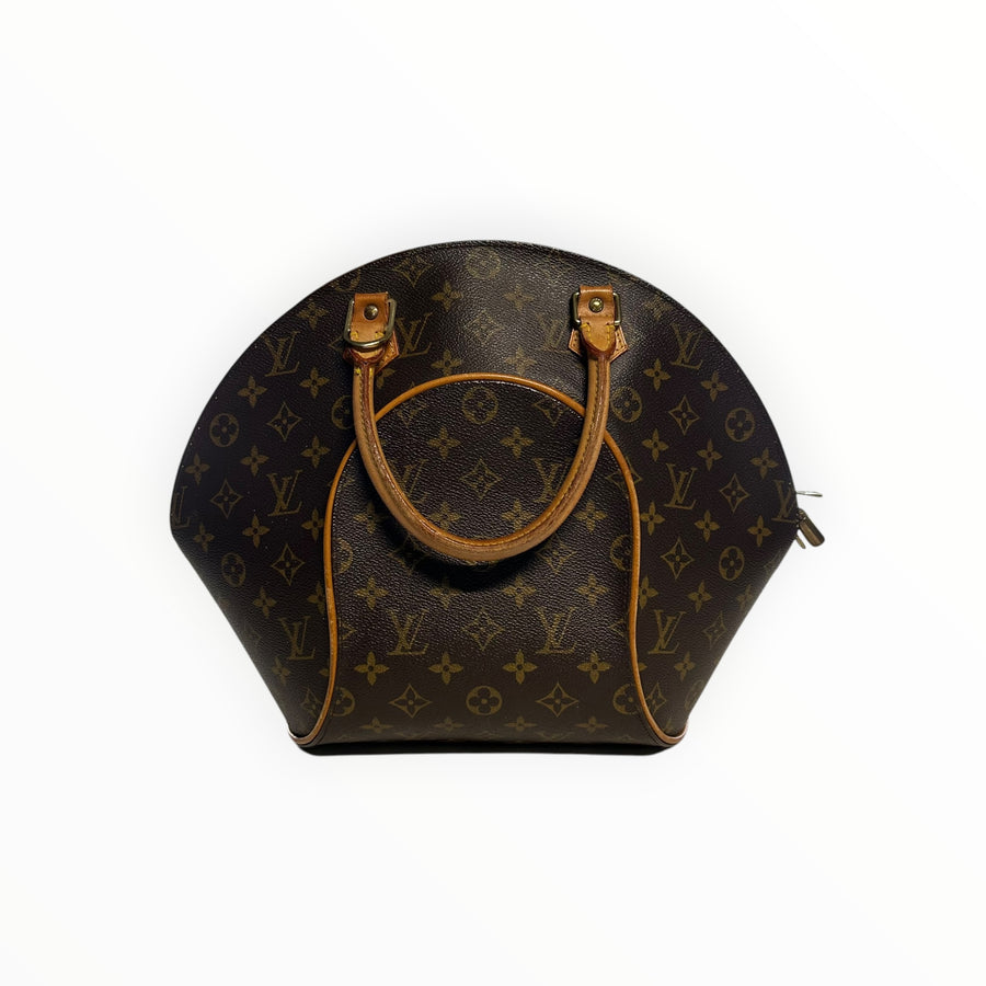 Sac à main Secondstore Louis Vuitton Ellipse en toile Monogram marron avec finitions en cuir de vachette naturel