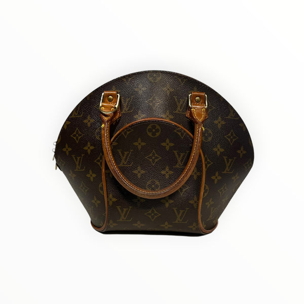 Sac à main Secondstore Louis Vuitton Ellipse en toile Monogram marron avec anses en cuir et détails dorés