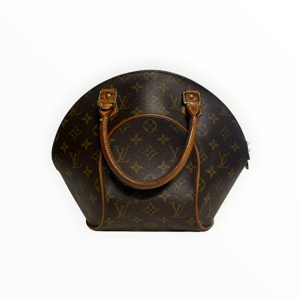 Sac à main Secondstore Louis Vuitton Ellipse en toile Monogram marron avec anses en cuir de vachette naturel