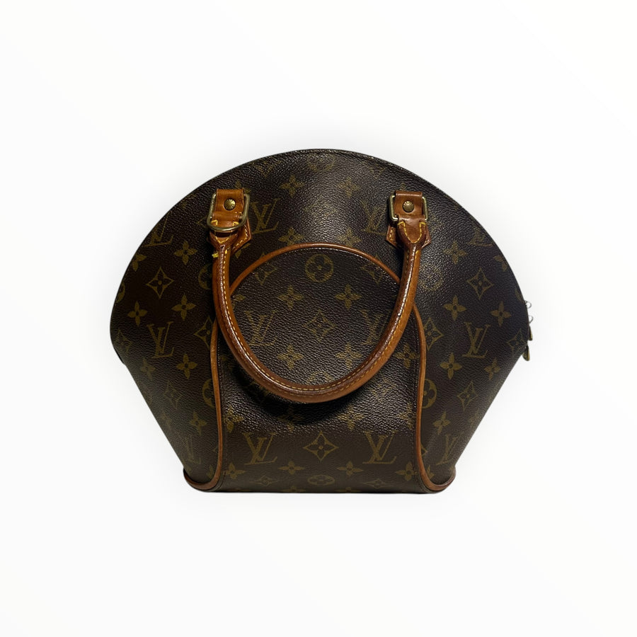 Sac à main Secondstore Louis Vuitton Ellipse en toile Monogram marron avec anses en cuir de vachette naturel