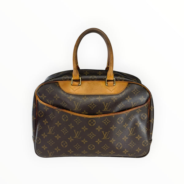 Sac à main Secondstore Louis Vuitton en toile Monogram marron avec finitions en cuir de vachette naturel et détails dorés