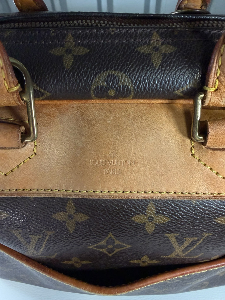 Sac à main Secondstore Louis Vuitton en toile Monogram marron avec finitions en cuir de vachette naturel et logo gravé