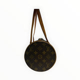 Sac à main Secondstore Louis Vuitton Papillon cylindrique en toile Monogram et cuir de vachette patiné