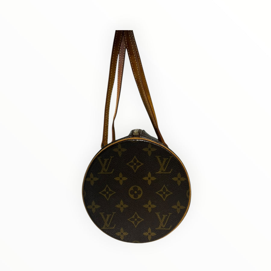 Sac à main Secondstore Louis Vuitton Papillon cylindrique en toile Monogram et cuir de vachette patiné