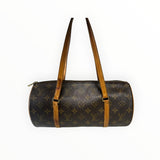 Sac à main Secondstore Louis Vuitton Papillon cylindrique en toile Monogram et cuir de vachette patiné