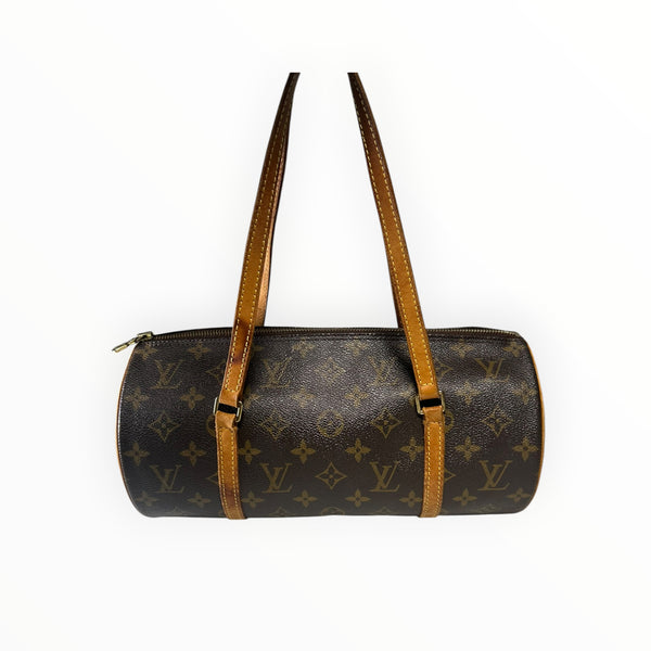 Sac à main Secondstore Louis Vuitton Papillon cylindrique en toile Monogram et cuir de vachette patiné
