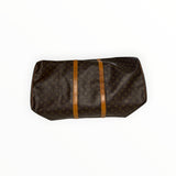 Sac de voyage Secondstore Louis Vuitton Keepall en toile Monogram marron avec garnitures en cuir de vachette naturel