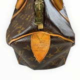 Sac de voyage Secondstore Louis Vuitton Keepall en toile Monogram marron avec détails en cuir et métal doré