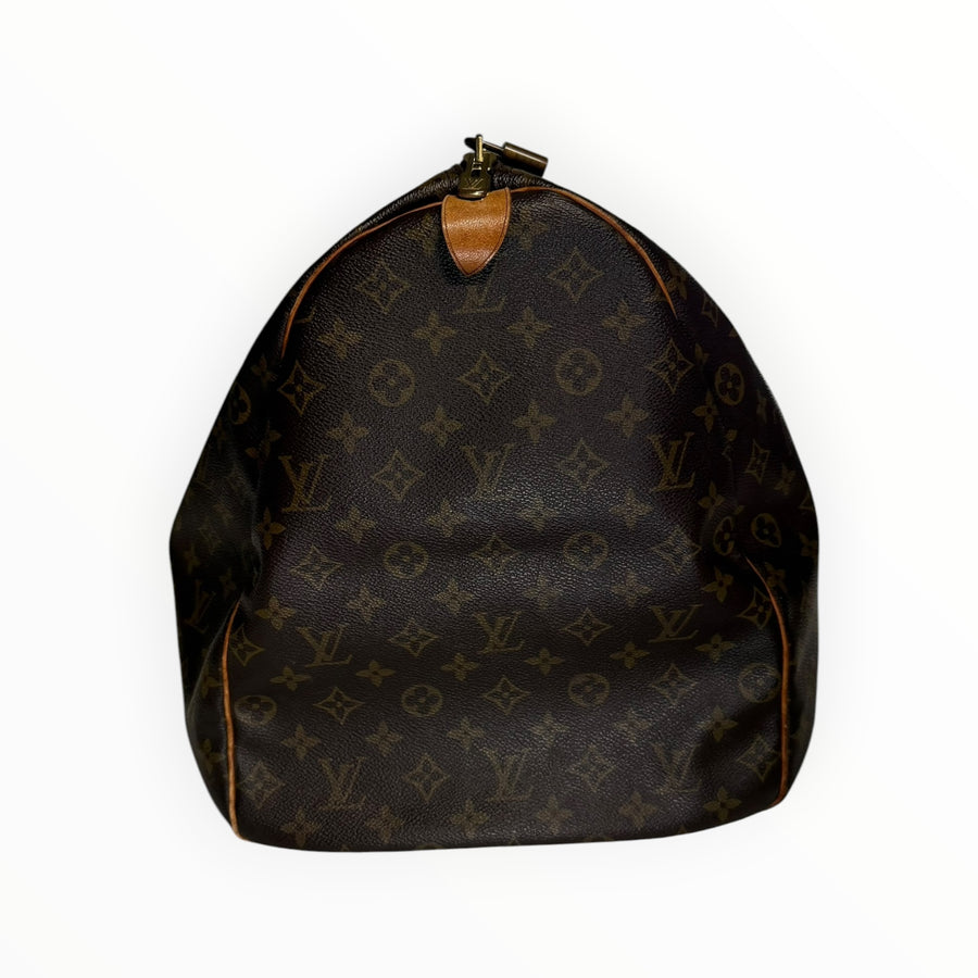Sac de voyage Secondstore Louis Vuitton Keepall en toile Monogram marron avec finitions en cuir de vachette naturel