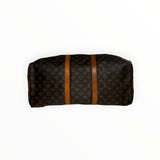 Sac de voyage Secondstore Louis Vuitton Keepall en toile Monogram marron avec finitions en cuir de vachette naturel