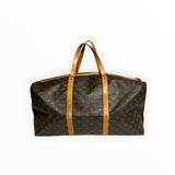 Sac de voyage Secondstore Louis Vuitton Keepall en toile Monogram marron avec finitions en cuir de vachette naturel