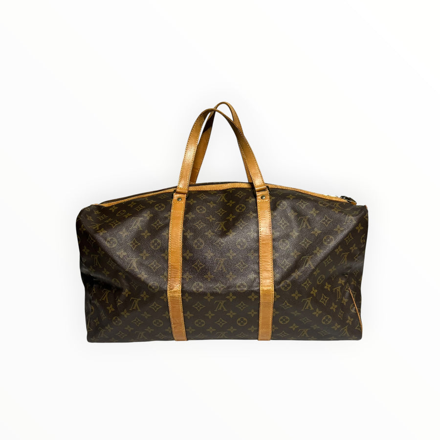 Sac de voyage Secondstore Louis Vuitton Keepall en toile Monogram marron avec finitions en cuir de vachette naturel