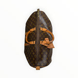 Sac de voyage Secondstore Louis Vuitton Keepall en toile Monogram marron avec finitions en cuir de vachette naturel