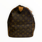 Sac de voyage Secondstore Louis Vuitton Keepall en toile Monogram marron avec finitions en cuir de vachette naturel