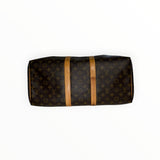 Sac de voyage Secondstore Louis Vuitton Keepall en toile Monogram marron avec finitions en cuir naturel