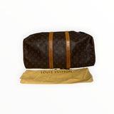 Sac de voyage Secondstore Louis Vuitton Keepall en toile Monogram marron avec finitions en cuir et sa housse de protection
