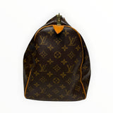 Sac de voyage Secondstore Louis Vuitton Keepall en toile Monogram marron avec finitions en cuir de vachette naturel