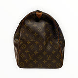 Sac de voyage Secondstore Louis Vuitton Keepall en toile enduite Monogram marron avec garnitures en cuir naturel