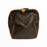 Sac de voyage Secondstore Louis Vuitton Keepall en toile Monogram marron avec finitions en cuir de vachette naturel