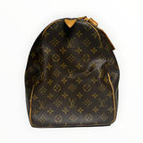 Sac de voyage Secondstore Louis Vuitton Keepall en toile Monogram marron avec finitions en cuir de vachette naturel