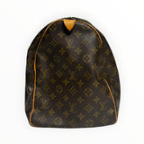 Sac de voyage Secondstore Louis Vuitton Keepall en toile Monogram marron avec garnitures en cuir de vachette naturel