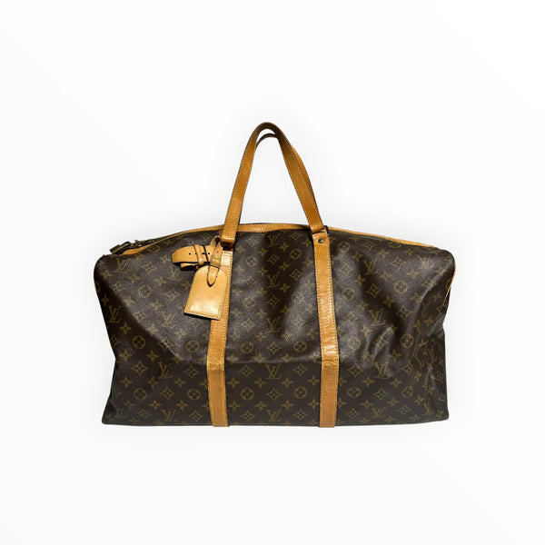 Sac de voyage Secondstore Louis Vuitton Keepall en toile Monogram marron avec finitions en cuir de vachette naturel