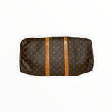 Sac de voyage Secondstore Louis Vuitton Keepall en toile Monogram marron avec garnitures en cuir de vachette naturel