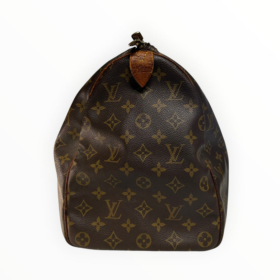 Sac de voyage Secondstore Louis Vuitton Keepall en toile enduite Monogram marron avec garnitures en cuir naturel