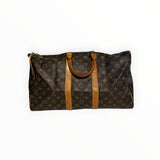 Sac de voyage Secondstore Louis Vuitton en toile enduite Monogram marron avec garnitures en cuir de vachette naturel